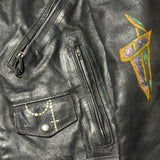 Excelled Hainpainted Rosary Leather Jacket